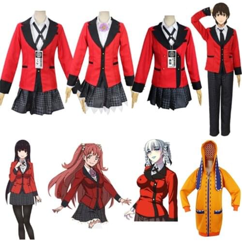 Anime Kakegurui Compulsive Gambler Runa Yomozuki Kakegurui Cosplay Costume Runa Yomozuki Coat Jabami Yumeko Cosplay Costume Wigs