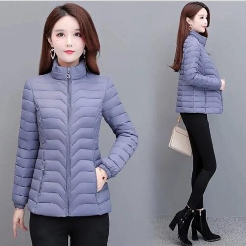 2021 Winter Short Jacket Solid New Womens Parkas High Stand Collar Slim Cotton Padded Casual Thick Ladies Coats Female Outwear