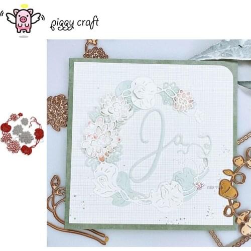 Piggy Craft metal cutting dies cut die mold Flower circle wreath Scrapbook paper craft knife mould blade punch stencils dies