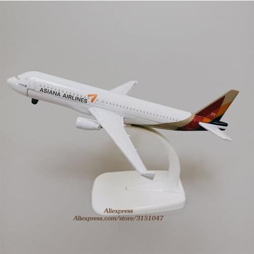 Alloy Metal Korean Air Asiana Airlines Airbus 320 Airplane Model Asiana A320 Airways Plane Model Stand Aircraft Kids Gifts 16cm