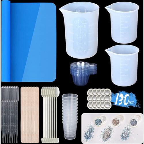 Silicone Casting Molds Tool Set Plastic Beaker Wood Stick Disposable Cups Dispenser For Epoxy Resin Mould DIY Jewelry Making