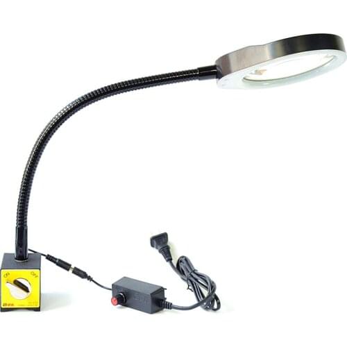 10X 8X Magnetic Base Desktop Magnifying Glass 48 LED illuminator Lamp Magnifier Table Magnifier For PCB Repair Reading Carving