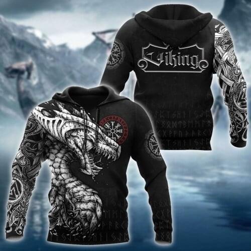 2021 New Viking Dragon Tattoo 3D Printed Unisex Gothic Hoodie Men Sweatshirt Streetwear Pullover Casual Jacket Tracksuit KJ0987