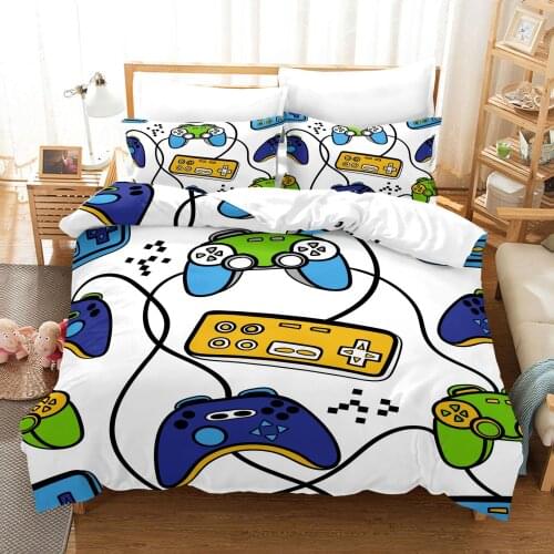 New 2021 Gamepad Bedding Set For Boys Gift Duvet Cover Creative Black Colorful Comforter Bed Cover Set Cartoon Bedclothes 2/3pcs
