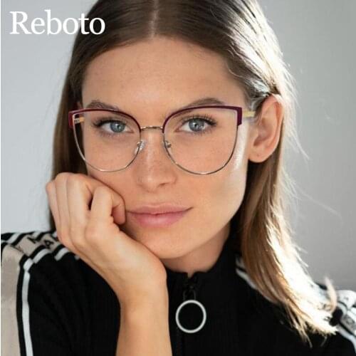 Cat Eye Womens Glasses 2021 New Fashion Anti Blue Light Computer Eyeglasses Frames Vintage Alloy Decorative Glasses Frame