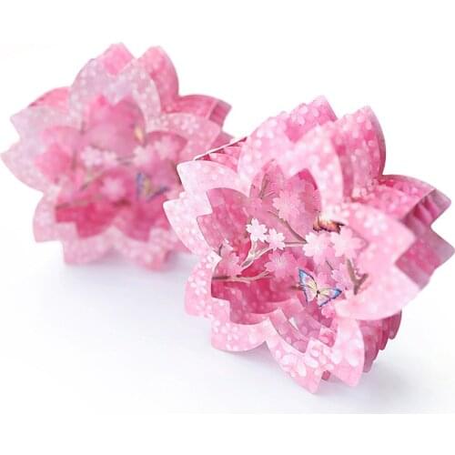 3D Handmade Flower Box Shape Pink Sakura Paper Invitation Greeting Card Anniversary Wedding Party Valentines Day Propose Gift