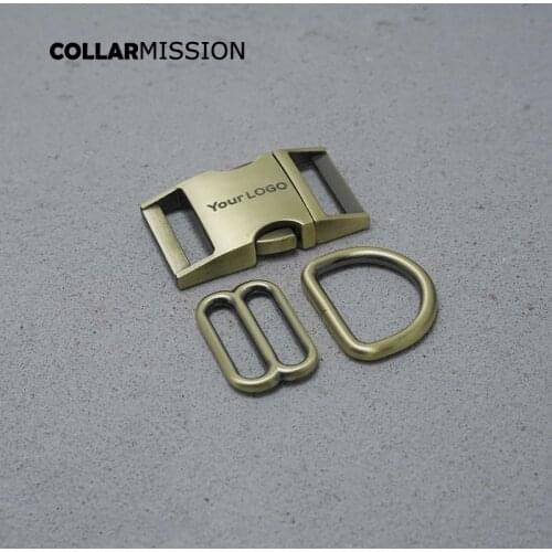 Engraving Buckle(metal buckle+adjust buckle+D ring) Retailing 25mm DIY dog collar copper webbing sewing parts high quality