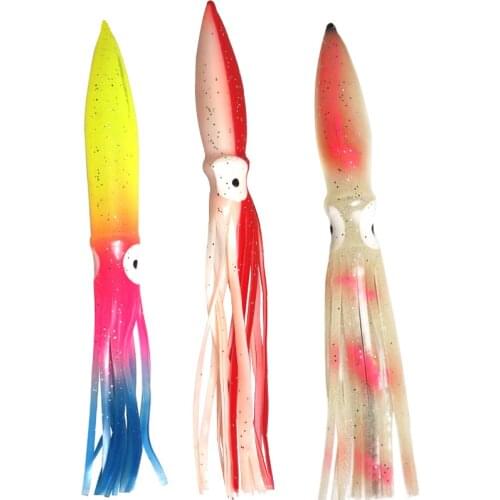 Rubber Squid Baits 18.5cm /12g 19.5cm/14g Octopus Soft Fishing Lures Tuna Sailfish Lures