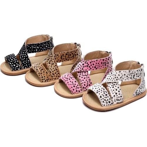 FOCUSNORM 0-18M Newborn Infant Baby Girl Leopard Print Sandals Shoes Anti-Slip Rubber Sole Outdoor First Walker Shoes
