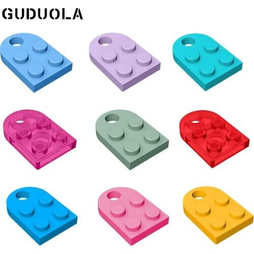 Guduola Special Plate 2x3 with Rounded End and Pin Hole 3176 MOC Building Black Parts 40pcs/LOT