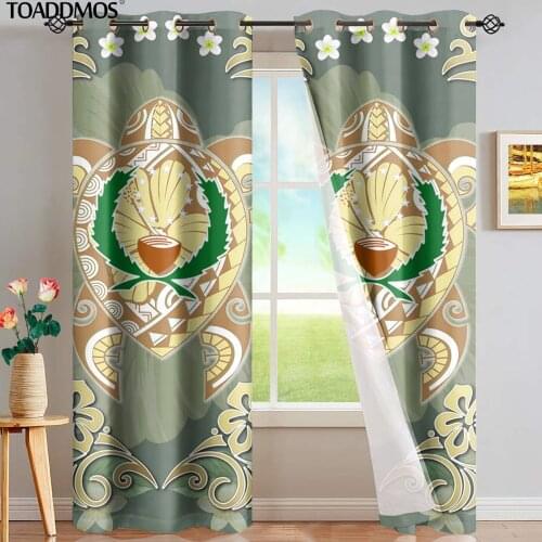 TOADDMOS Pohnpei Hawaii Turtle Hibiscus Plumeria Design Premium Bedroom Sunblind Living Room Blackout Curtains Window Decoration