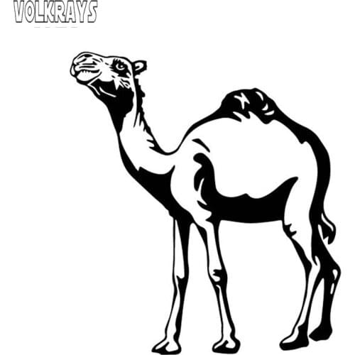 Volkrays Personality Car Sticker Camel Pattern Accessories Reflective Waterproof Sunscreen Vinyl Decal Black/Silver,14cm*13cm