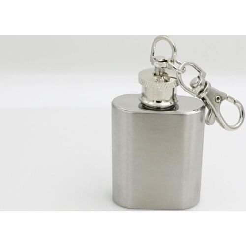 Top Quality 1OZ Stainless Steel Mini Pocket Liquor Hip Flask Key Ring Chain#611