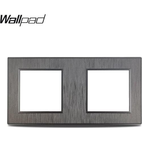 Wallpad S6 DIY Double Black Panel Brushed PC Plastic For Wall Switch Socket Imitating Aluminum Plate Free Combination, 172*86mm