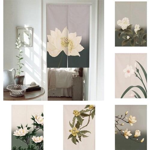 Chinese Door Curtain Fabric Partition Curtain Household Bedroom Kitchen Curtain Toilet Half Panel Curtain Without Punching