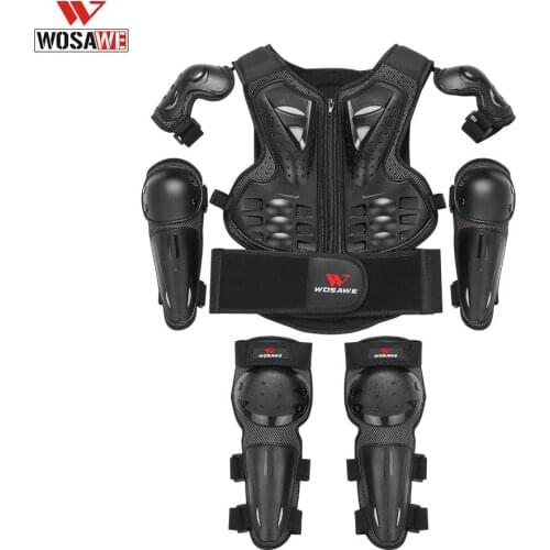 WOSAWE Youth Children Motocross Body Protective Gear Vest Armor Bike Suits Chest Spine Knee Elbow Guard