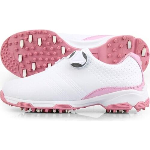 PGM 2020 New Ladies Golf Shoes Breathable Rotating Buckle Sneakers Womens Auto Lacing Waterproof Microfiber Anti-slip Golf Shoes