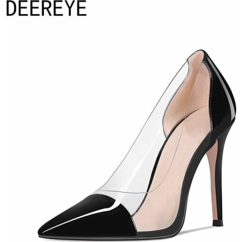 2021 Classical Spring Summer Autumn Women Sexy 10.5cm Pointed Toe Pencil Stiletto Transparent PVC High Heel Pumps For Ladies