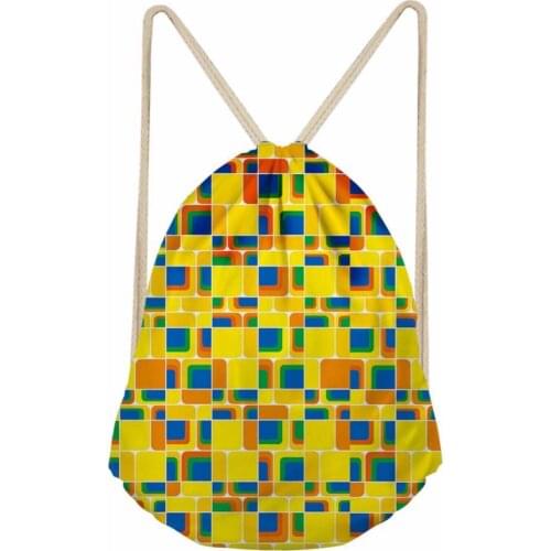 Noisydesigns simple personality geometric figure color 3D Tropical Printed Backpack Women Girls New Drawstring Bag Casual Travel