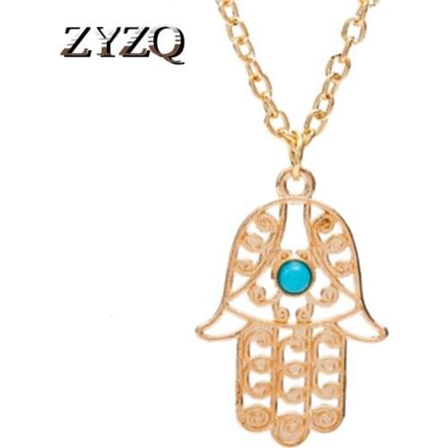 ZYZQ Fashion Design Palm Design Necklace Hllow Out Hand Pendant Chain Accessories Jewelry Neckalce For Women Wholesale Lots&Bulk