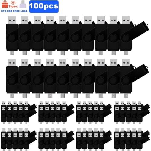 100pcs/lot metal OTG pen drive 64GB usb memory 4GB 8GB pendrive 16GB 32GB usb flash drive 128GB cle usb flash stick free logo