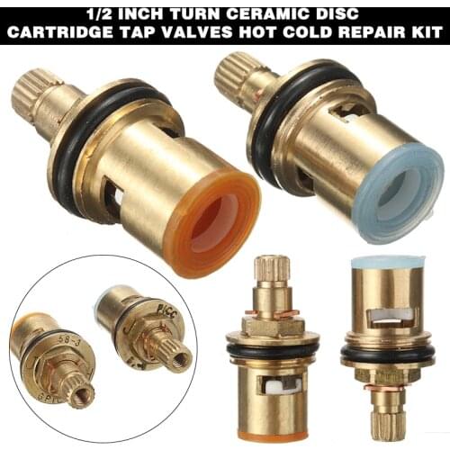 2pcs 1/2 " Brass Ceramic Disc Valves Quarter Turn 20 Teeth Repair Kits Bathroom Accessories Supplies