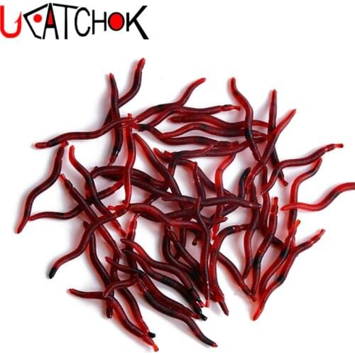 50pcs/pack 4cm 0.21g Soft Fishing Lure Earthworm Fishing Lures Blood Red Worms Soft Baits pesca peche soft lure Fishing Tackle