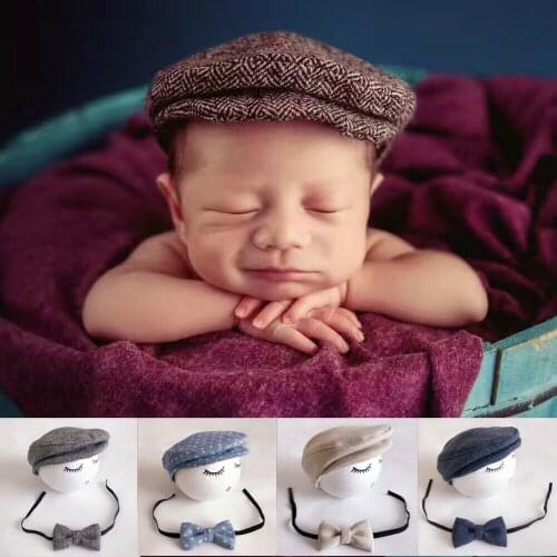 2020 Hot Fashion Newest Arrival Newborn Baby Peaked Beanie Cap Hat Bow Tie Photo Photography Prop Infant Boy Caps шапка детская
