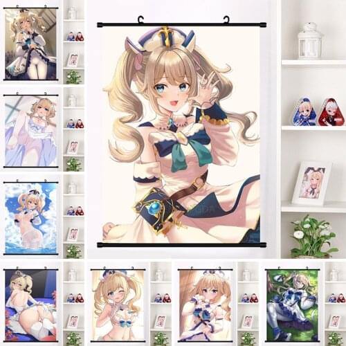 Game Genshin Impact Barbara Prints Plastic Hanging Scroll Poster Anime Cartoon Painting Art Decor Home Room Wall Canvas Picture