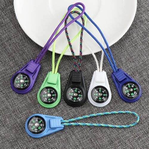 2 PCs Zipper Tail Rope Pocket Compasses EDC Mini Survival Compass for Paracord Bracelet Gear Camping Hiking Outdoor Tool 2021