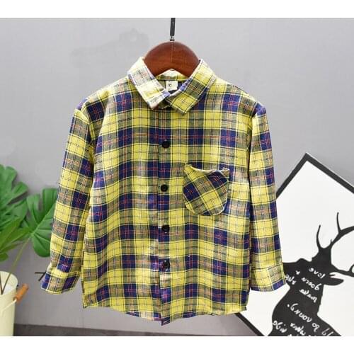 Spring Autumn 2020 New Boys Long Sleeve Classic Plaid Lapel Shirts Tops with Pocket Baby Boys Casual Shirt Kids Clothing 2-7year