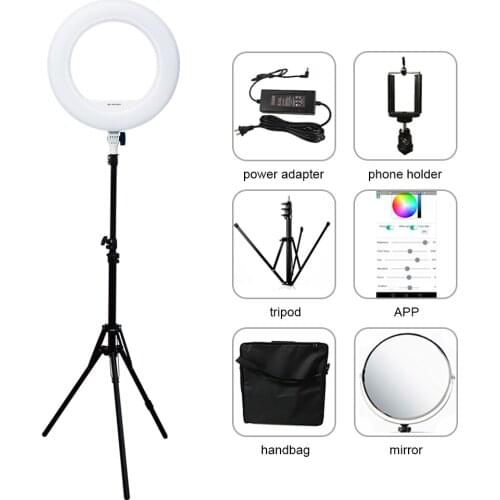Yidoblo QS-480DII Bluetooth APP Control Photography Ring lamp 18" 480PCS LED Ring Light Warm & Cold Color Adjustable Ring Lamp