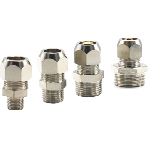 LOT5 Fit Tube O/D 6/8/10/12mm- 1/8" 1/4" 3/8" 1/2" BSP Male Nickel Plated Brass Ferrule Pneumatic Compression Pipe Fitting
