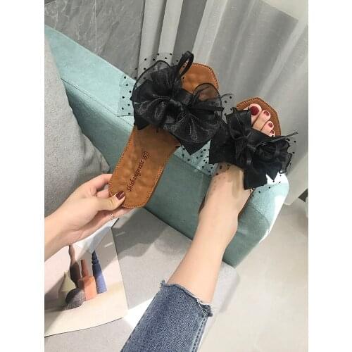 Summer New Slippers Female 20,181 Style Butterfly Knot Tassel Soft Bottom Wear