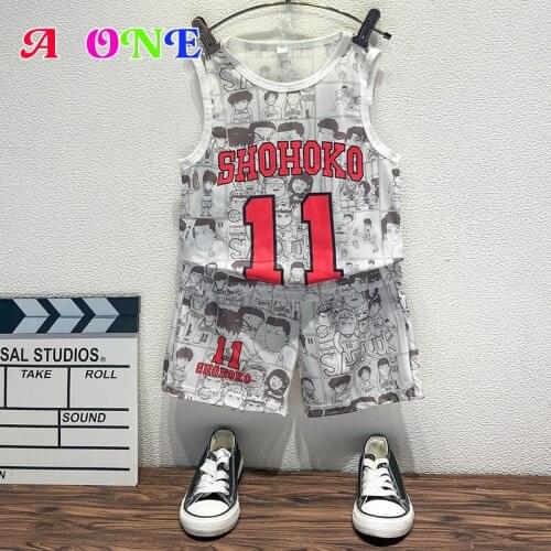 Summer Baby Boy Clothes Set Kids Clothes Baby Clothing Vest +shorts 2 Pcs Set Sports Mesh Breathable Basketball Clothing 2T-10T