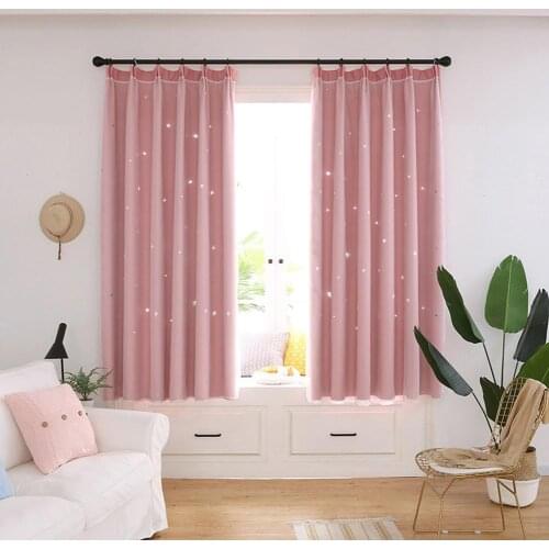1Pc Fashion Hollow Star Double Layer Tulle Window Curtain Drape Living Room Decoration Home Decor Hotel Sheer Curtains