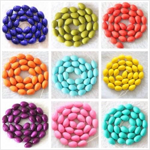 Fashion popular colorful paint glass 7x9mm teardrop women girls party loose accessories spacers beads jewelry findings 15" B1084