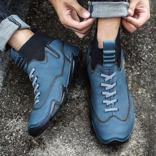 MEN ANKLE BOOTS Casual Boots Men Leather for Coturno Chelsea Mens Tactical Winter Cowboy Boty Shoes Ankle Boot