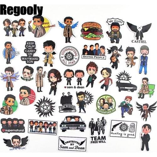 38pcs Supernatural Scrapbooking Stickers Packs Waterproof Skateboard Luggage Motorcycle Guitar Graffiti Kid Toy decals pasters
