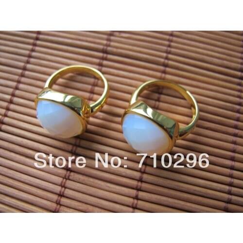 New Fashion Gem stone jewelry ring new design,good quality brass ring 5pcs/lot Can mixed color