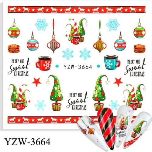 New Designs Christmas Pattern for Nail Art Decorations Water Sticker Snowflake/Christmas Tree/Gift Slider Nail Decals Polish