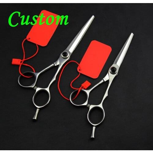 Custom Upscale professional 440c 6 & 5.5 inch gem hair scissors barber hair clipper cutting scissor shears hairdressing scissors