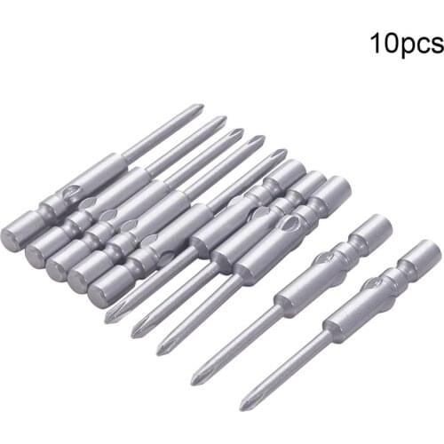 10pcs Round Shank Phillips Screwdriver Bits 2PH00 4PH2 2.5PH0 PH1 3PH1 3PH0 PH2 L:40mm 4mm Dia Cross Head Magnetic Screw Driver