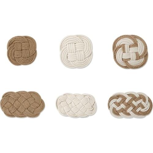 Placemat Nordic Style Handmade Cup Pad Non-slip Insulation Pad Placemat Heat Resistant Bohemian Woven Coaster Decoration