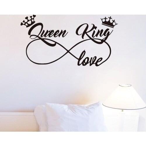 Romantic Queen King Wall Sticker Infinite Love Couples Room Vinyl Wall Decal Bedroom Living Room Sweet Decor Art Murals