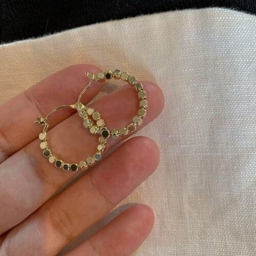 French light luxury simple wild earrings metal square round earrings ins wind gold earrings elegant exquisite Womens Earrings