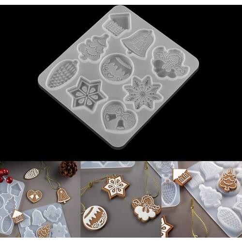 Christmas Epoxy Resin Pendants Silicone Snowflake Elk Keychain Pendant Casting Mould for DIY Epoxy Resin Crafts Jewelry Making