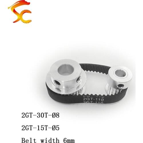 High quality,Timing Belt Pulley GT2 30 teeth 15 tooth Reduction 2:1/1:2 3D printer accessories belt width 6mm,Bore 8&5mm