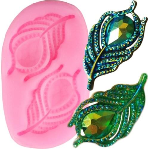 Peacock Feather Border Silicone Molds DIY Cupcake Topper Fondant Cake Decorating Tools Resin Clay Jewelry Candy Chocolate Mould