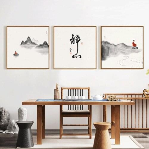 Traditional Chinese Zen Peaceful Landscape Buddhism Canvas Painting Poster Print Picture Wall Art Office Living Room Home Decor